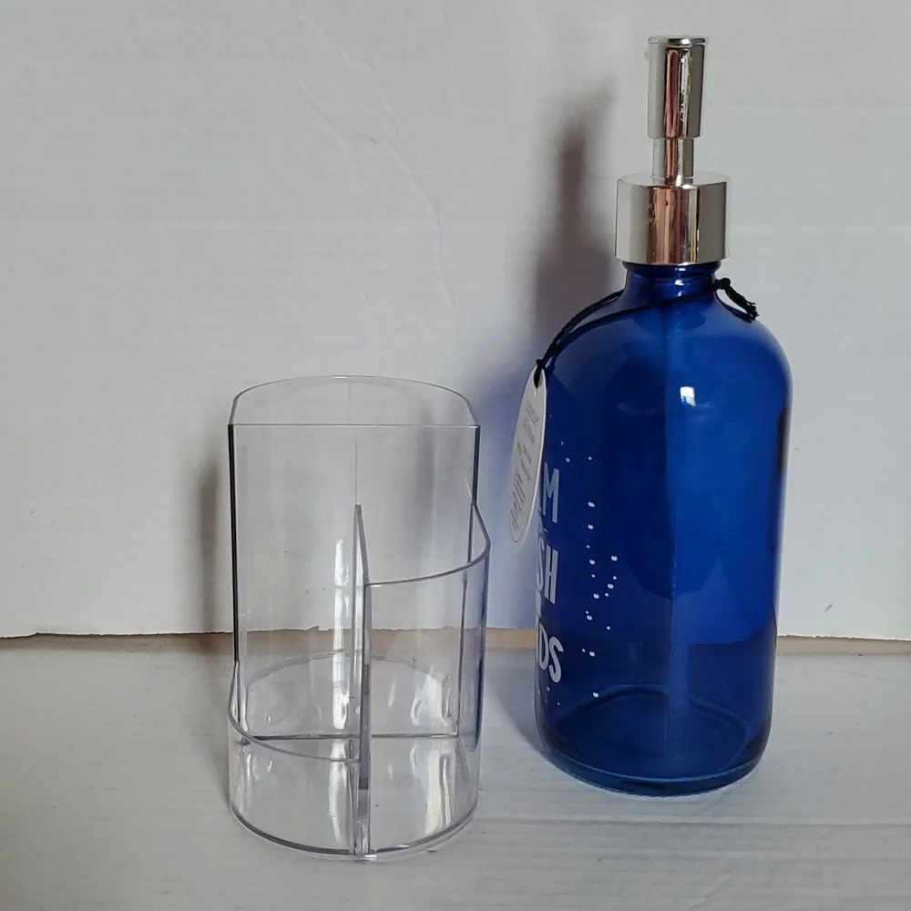 Pump Dispenser Clear Vanity Organizer Soap Lotion Tooth Makeup Brush CONTAINER